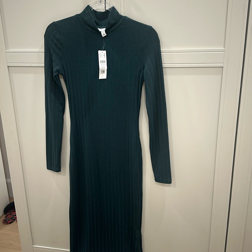 Topshop turtleneck forest green dress